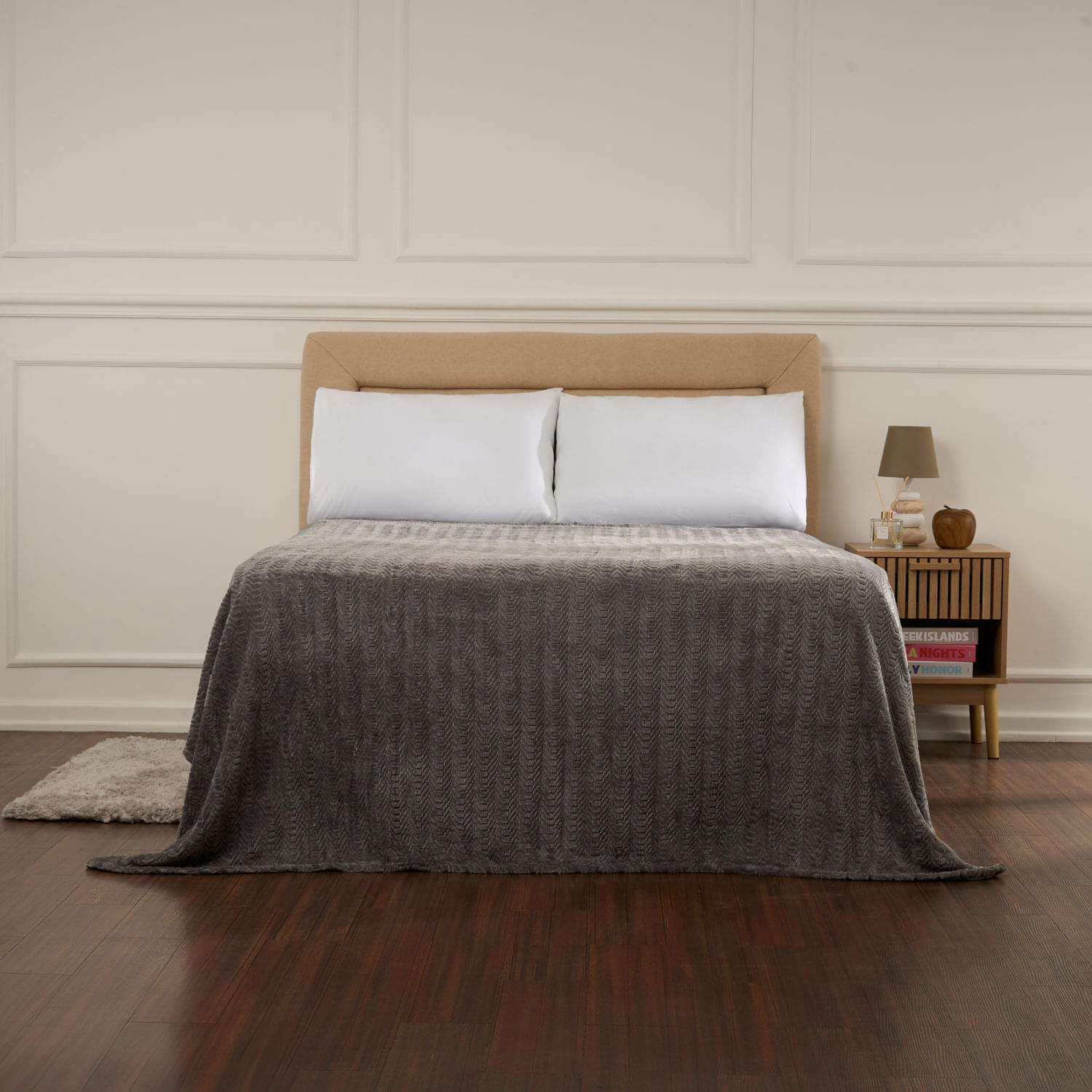 Frazada Pv26 Chevron Charcoal 1.5 Plazas.