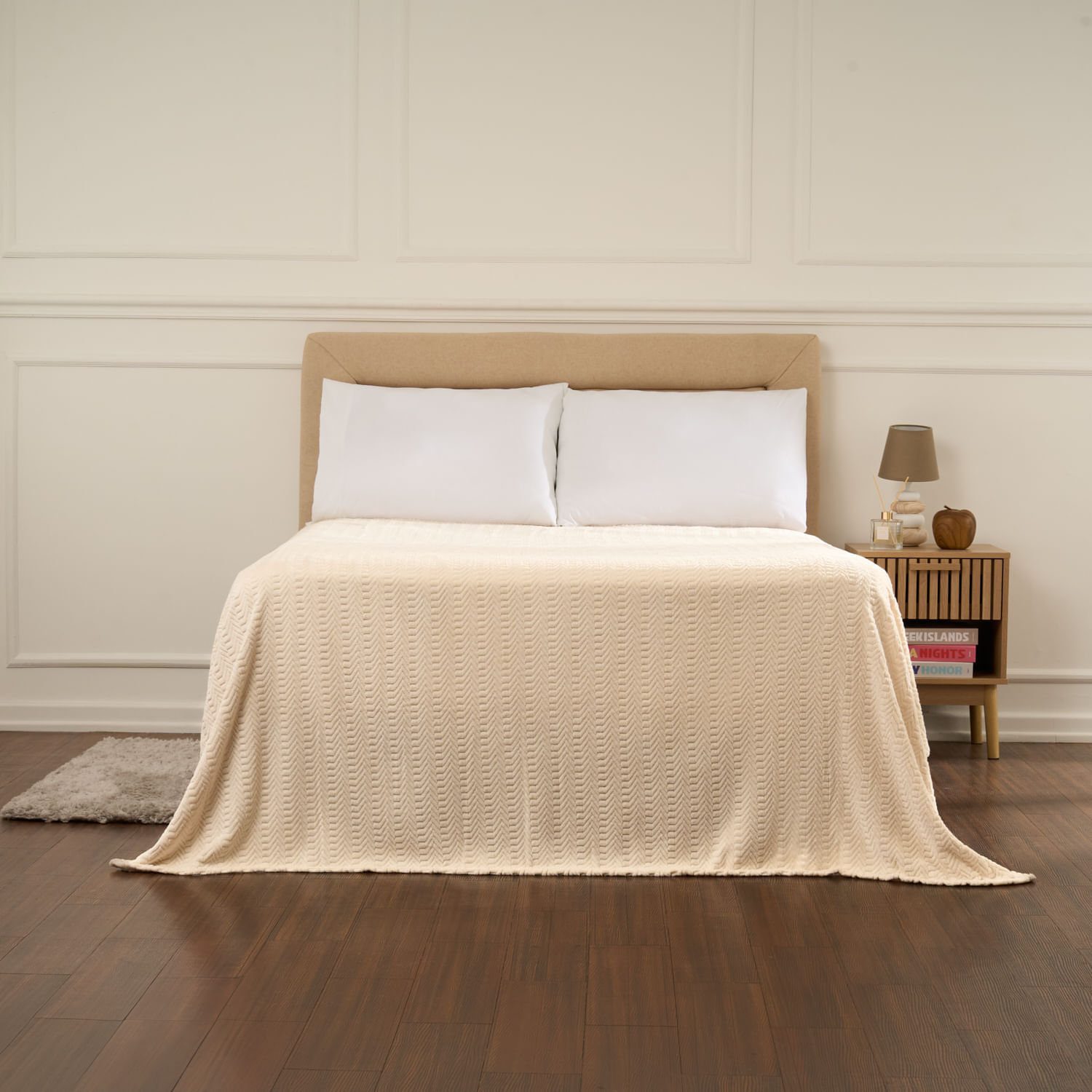 Frazada Pv26 Chevron Beige 1.5 Plazas.