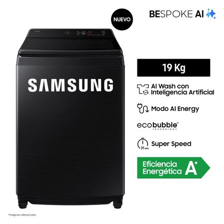 Lavadora Samsung AI Wash EcoBubble™ 19kg Negra WA80F19S8BPE