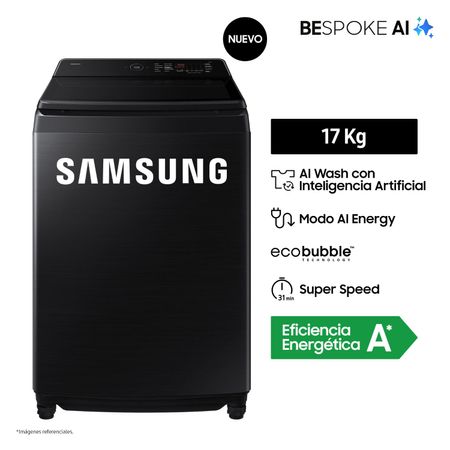 Lavadora Samsung AI Wash EcoBubble™ 17kg Negra WA80F17S8BPE