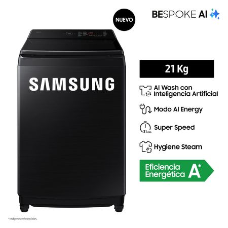 Lavadora Samsung AI Wash EcoBubble™ 21kg Negra WA80F21B9BPE