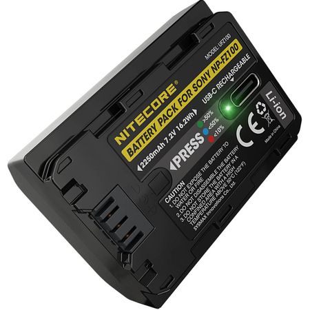 Batería Recargable Nitecore UFZ100 para Sony Alpha Series (2250mAh) - Puerto de Carga USB-C, Hasta 5 1740780-REG