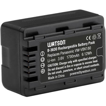 Batería de Litio Watson VW-VBK180 (3.6V, 1700mAh) - Reemplazo para Batería Panasonic VW-VBK180 835954-REG