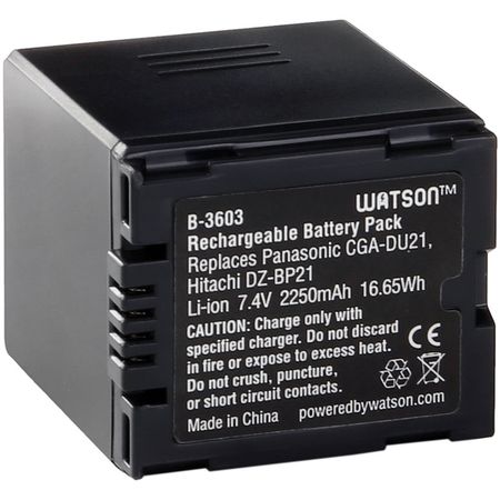 Batería de Litio Watson CGA-DU21 (7.4V, 2250mAh) - Reemplazo para Panasonic CGA-DU21 y Hitachi DZ-BP 835937-REG