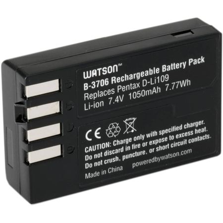 Batería de Litio Watson D-LI109 (7.4V, 1050mAh) - Reemplazo para Batería Pentax D-LI109 836774-REG