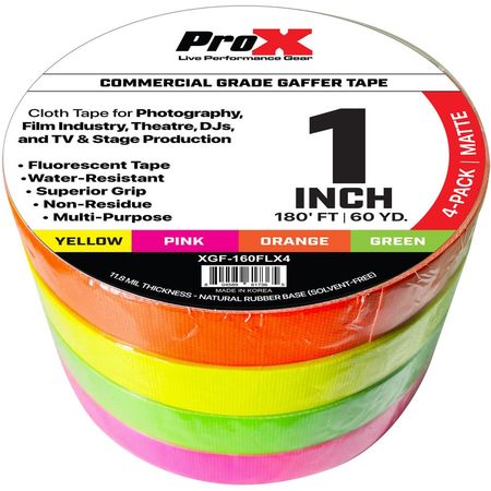 Cinta Gaffer Comercial ProX Multicolor Fluorescente (1