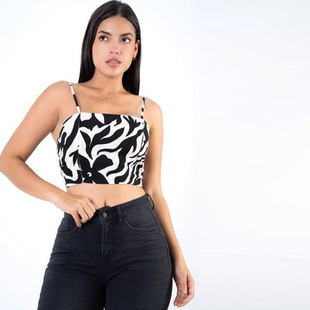 TOP SEDA ESTAMPADO JAROLA GIA NEGRO TALLA M