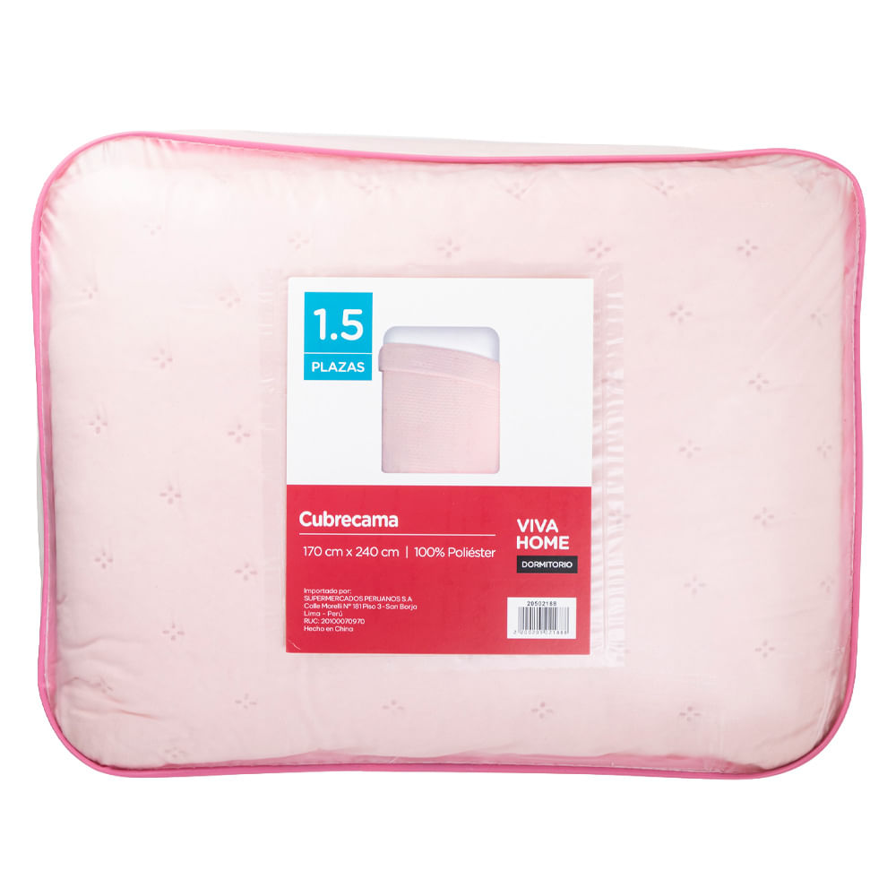 Cubrecama VIVA HOME Rosado Flower 1.5P