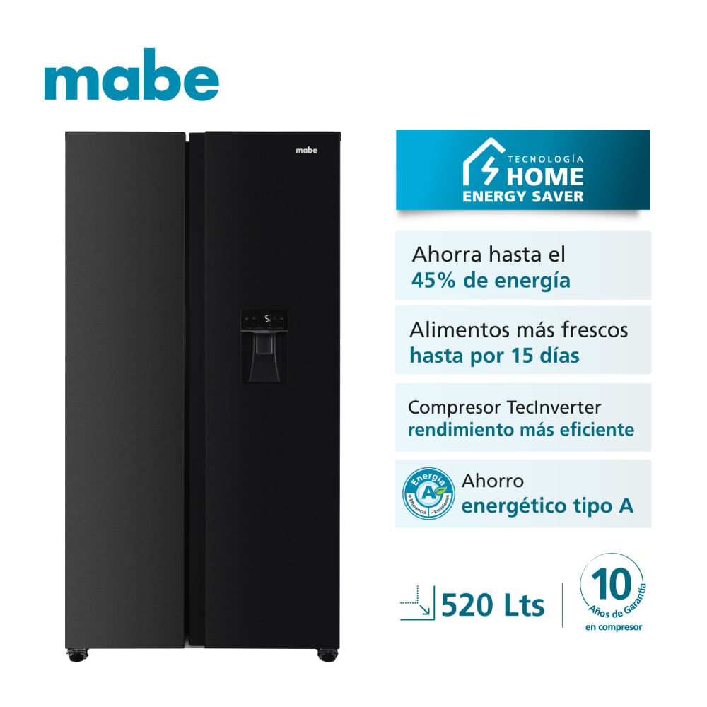 Refrigeradora Mabe 520L Side By Side No Frost MSD565QMLSP0 Negro