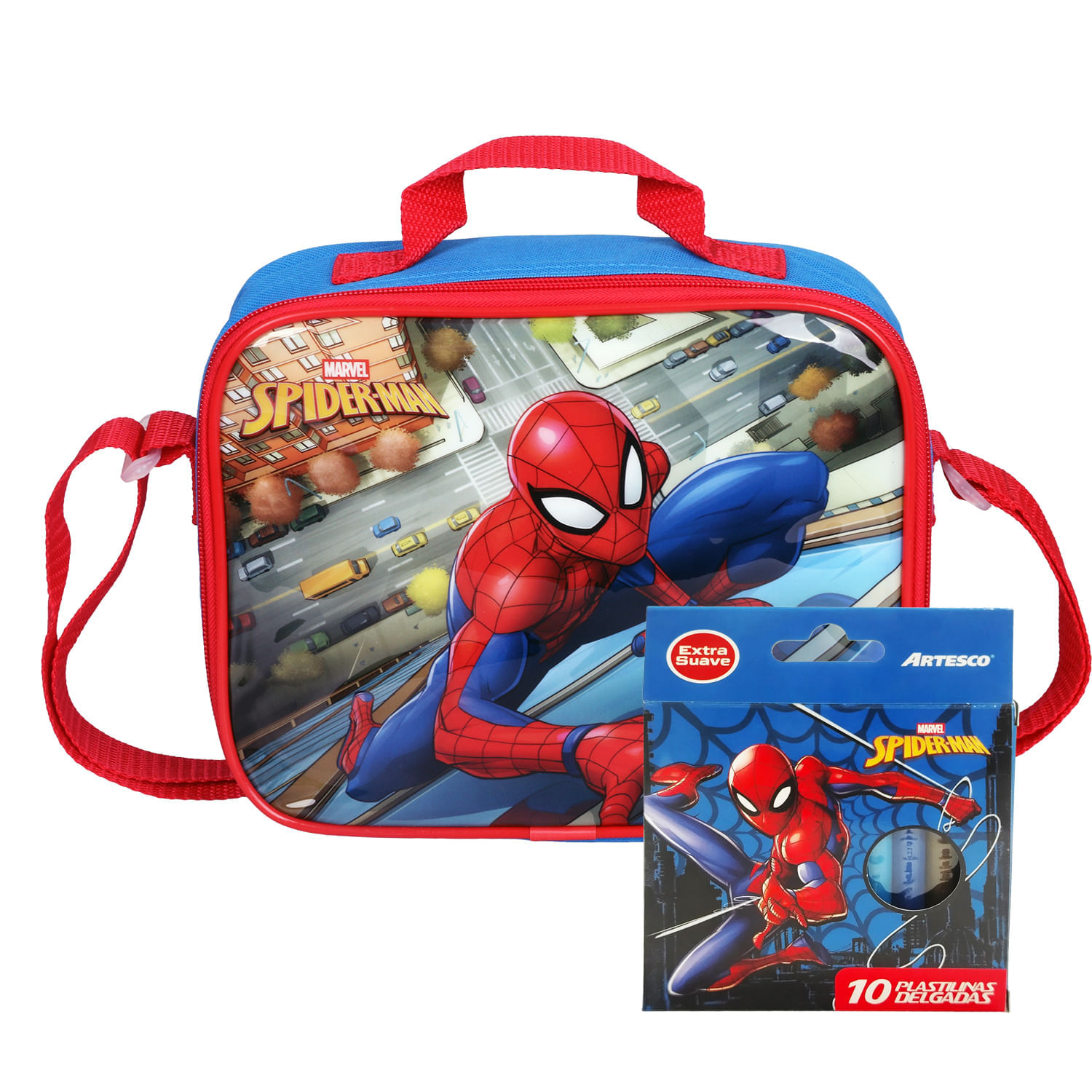 Lonchera Spiderman Kids + Plastilina Delgada X10