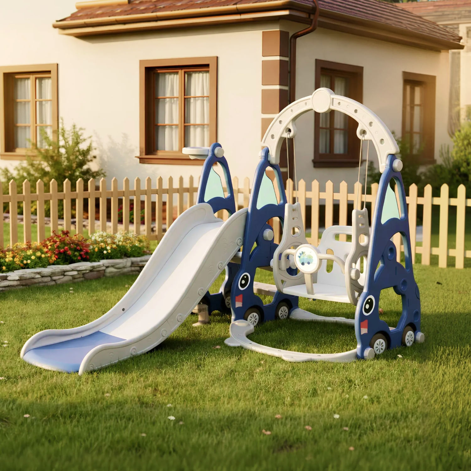 Tobogán Con Columpio Torre Azul
