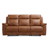 Sofá Reclinable 3 Cuerpos Jose Marron Claro Cuero