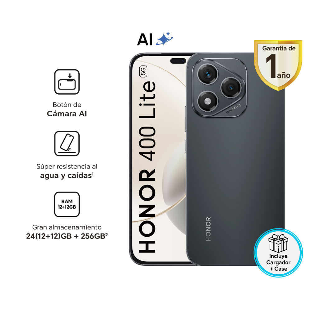 Celular Honor 400 Lite 12+256GB Midnight Black