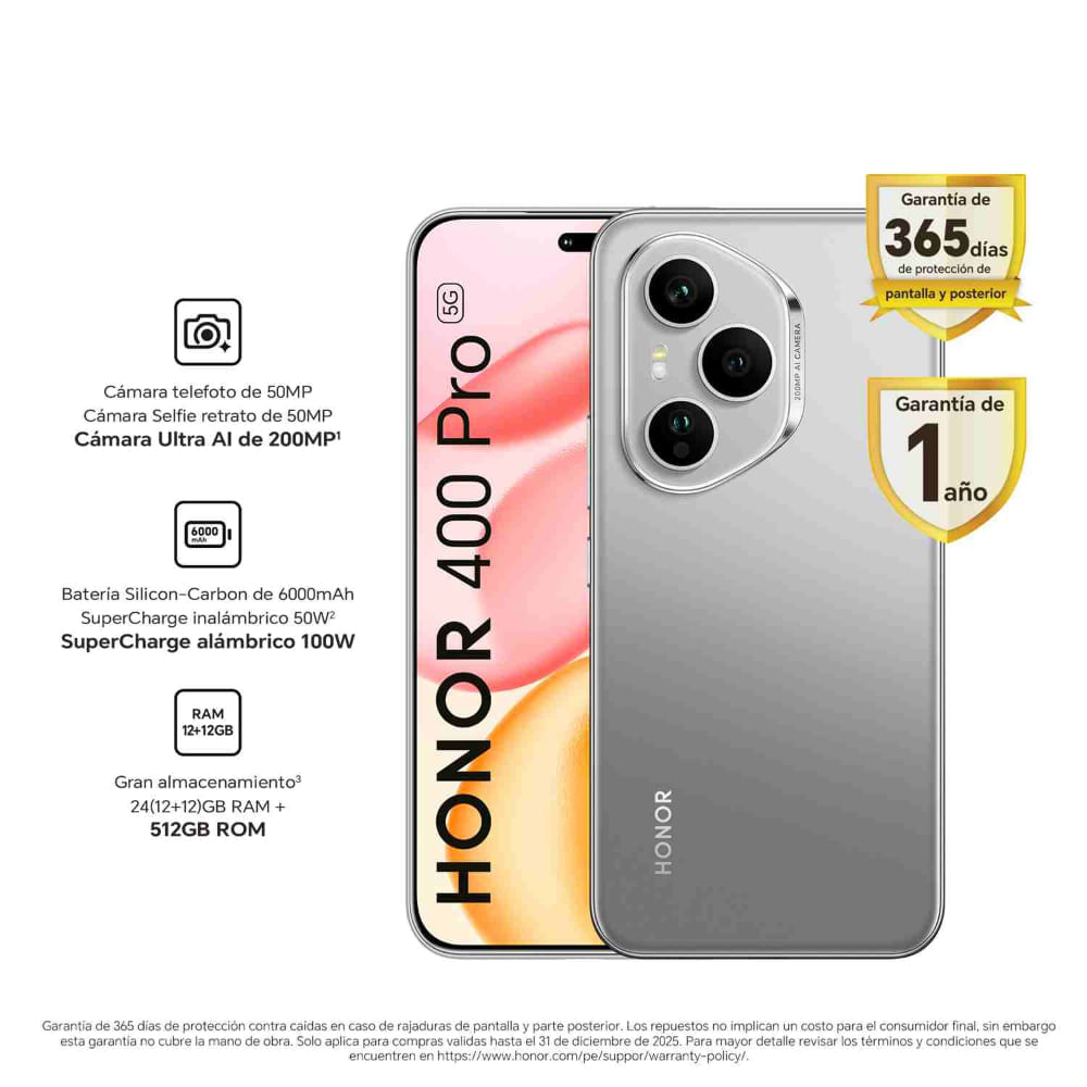 Celular Honor 400 PRO 12+512GB Lunar Grey