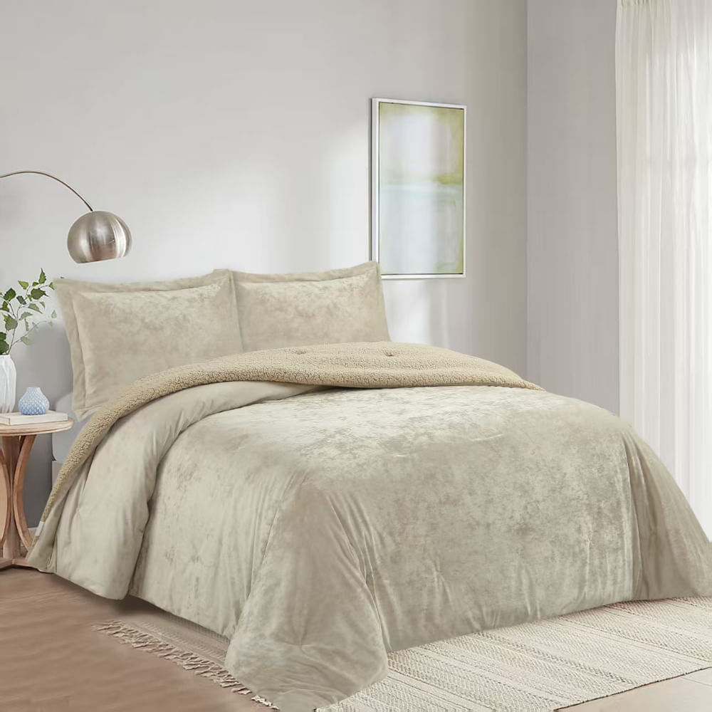 Cubrecama Pv26 Velvet Sherpa Arena 1.5 Plazas