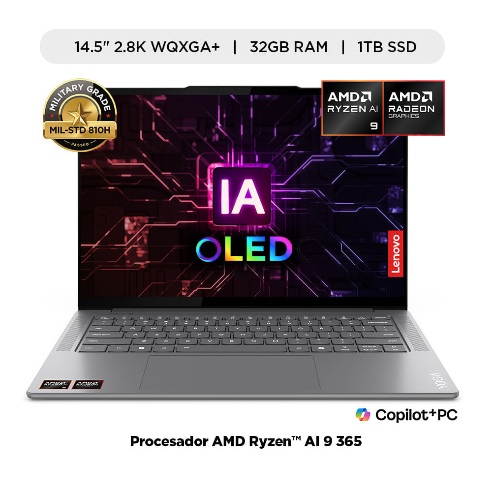 Laptop Lenovo IA Yoga Pro 7 AMD Ryzen AI 9 365 32GB RAM 1TB SSD 14.5"" OLED 2.8K
