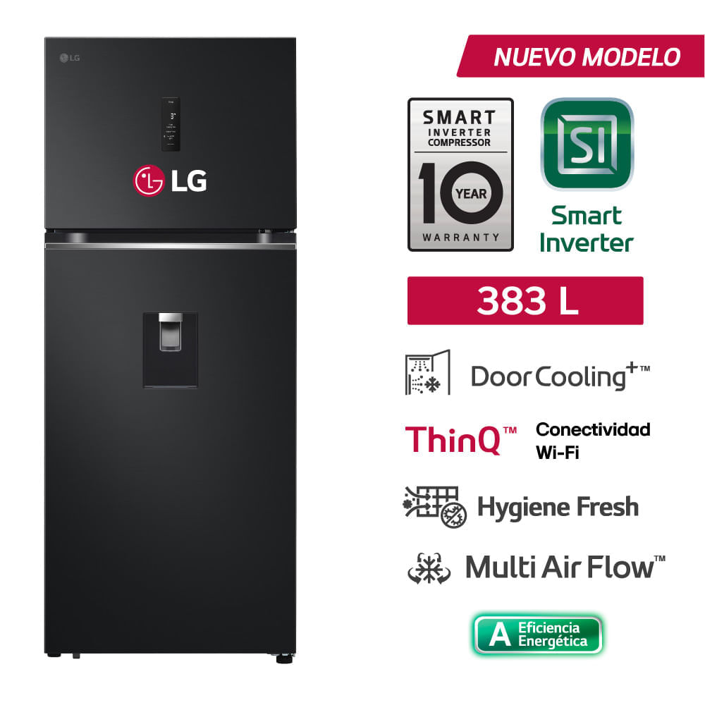 Refrigeradora LG 383 L No frost VT40APMC Top Freezer Negro