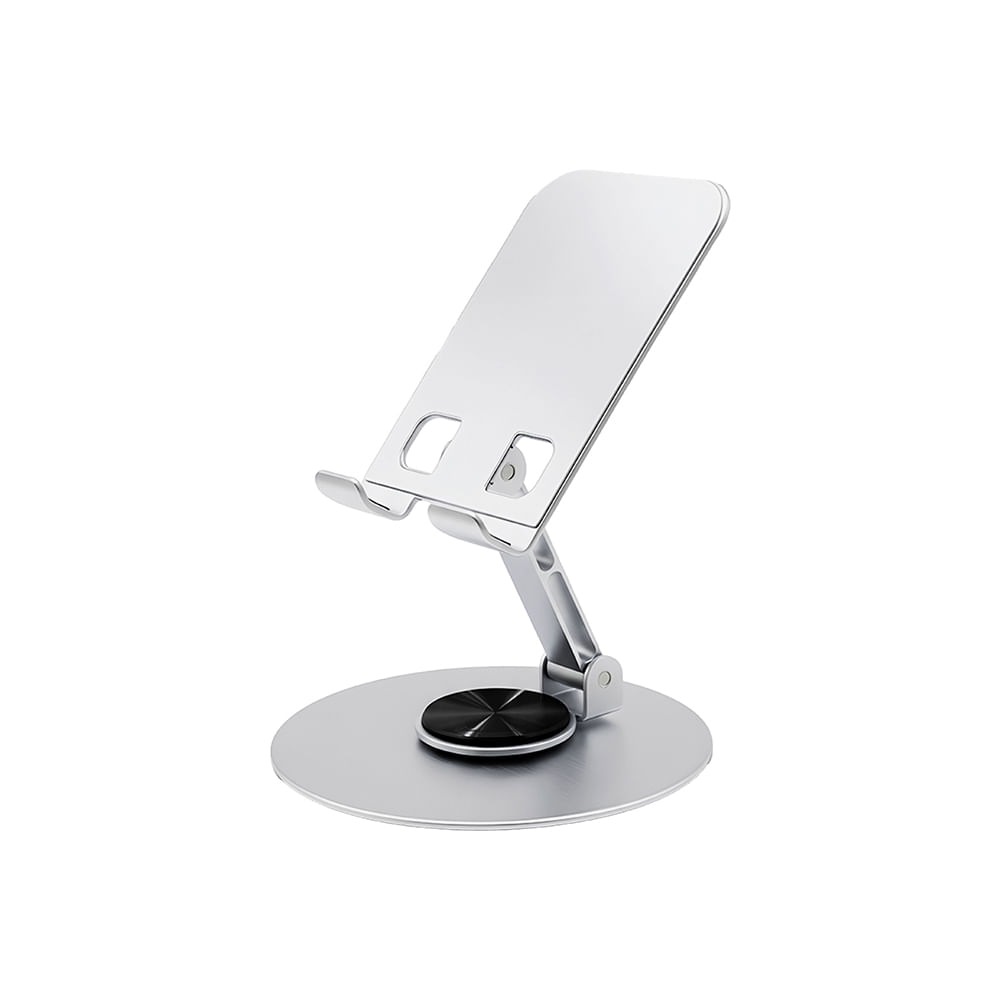 Soporte Metálico Ajustable y Plegable para Celulares MOVISUN SPT 01 con Rotación 360 Color Plateado