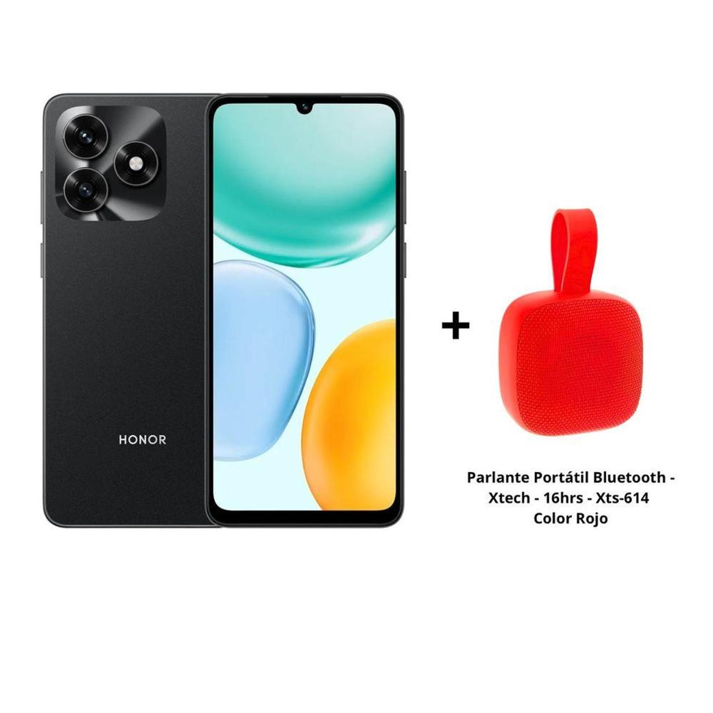 Pack Celular HONOR X5c Plus 4GB Ram Negro + Parlante Portátil Xtech Xts-614 Color Rojo