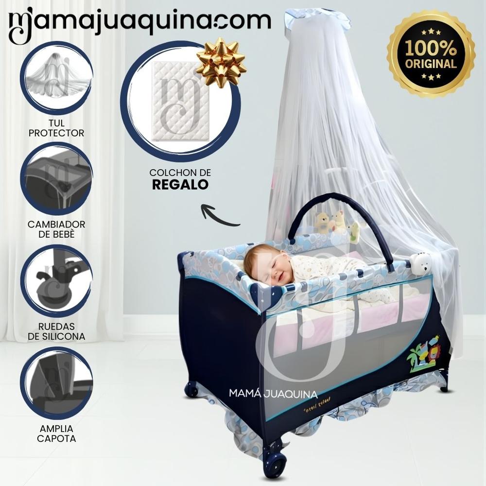 Cuna Corral de Lujo ORIANE con Mecedora Movil Blue