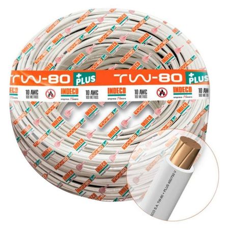 Cable Tw-80 Plus 450/750V 10 Awg Indeco - Blanco Cable Tw-80 Plus 450 -750V 10 Awg Indeco - Blanco