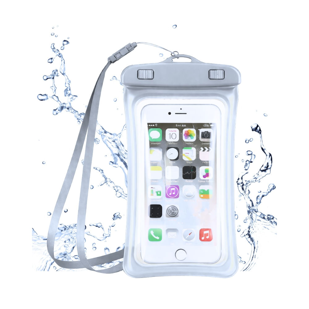Funda Acuatica con Flotador para Celular  Hermetico Blanco