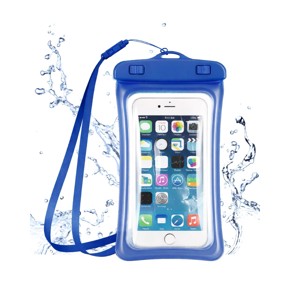 Funda Acuatica con Flotador para Celular  Hermetico Azul