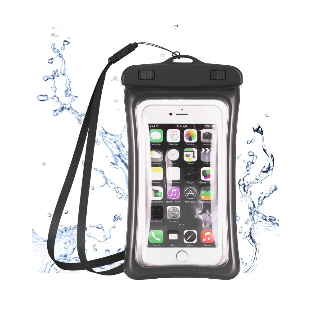 Funda Acuatica con Flotador para Celular Hermetico Negro