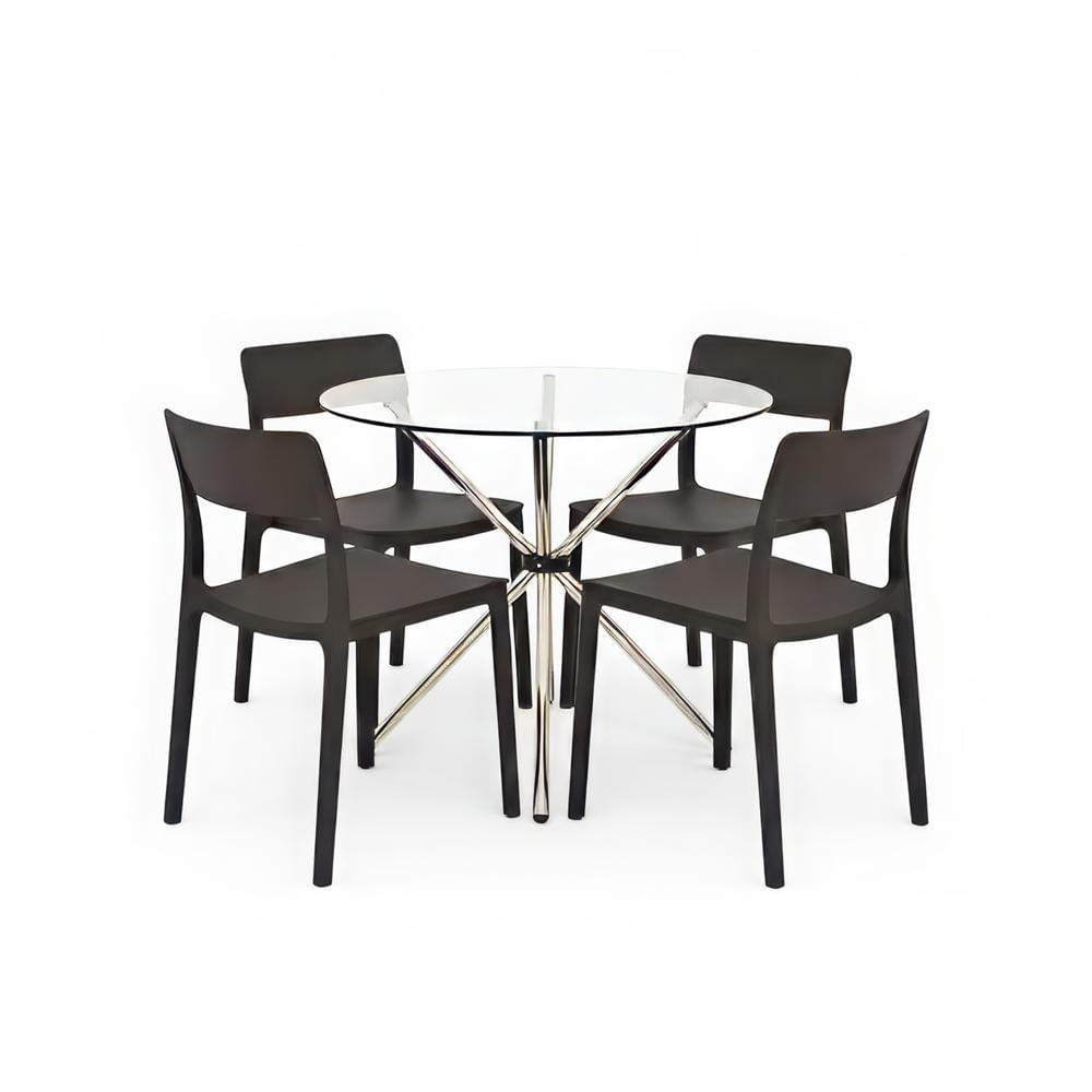 Juego De Comedor Vittoria Negro 4 Asientos Ofideas