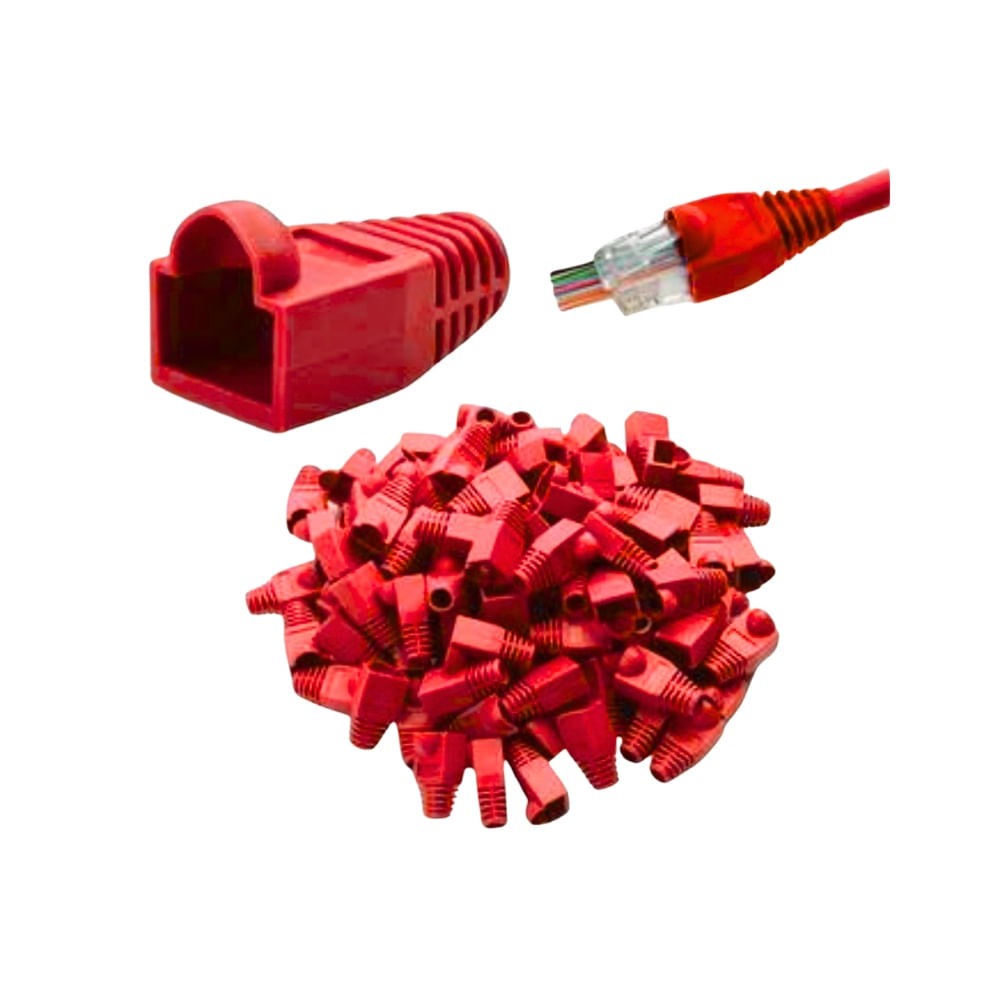 Capuchas Para Conectores Rj45 Cable De Red Bolsa x100 Unids Rojo