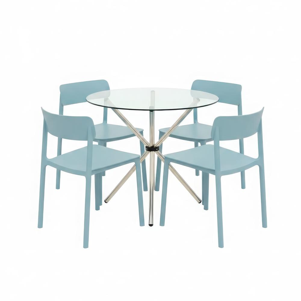 Juego De Comedor Vittoria Azul 4 Asientos Ofideas