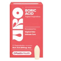 O Positiv Supositorio URO – Alivio Rápido para Olor Vaginal con Ácido Bórico y Aloe – 12 Unidades