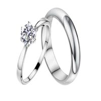 Anillos de Matrimonio Solitario Love Bañado Oro Blanco 18K Genieka Plateado