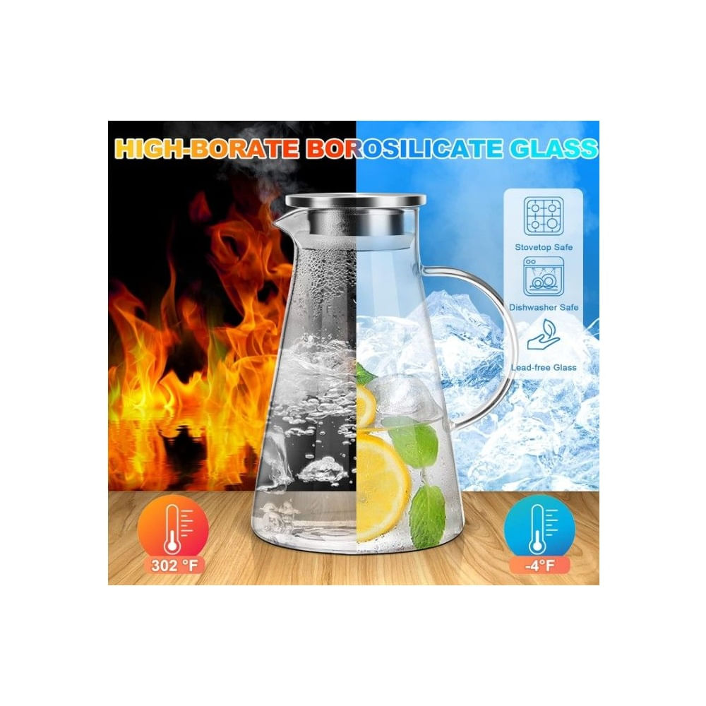 Jarra de Vidrio Triangular con Tapa de Acero 1.8 L