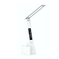 Lámpara LED Plegable con Reloj y Portalapiceros Blanco
