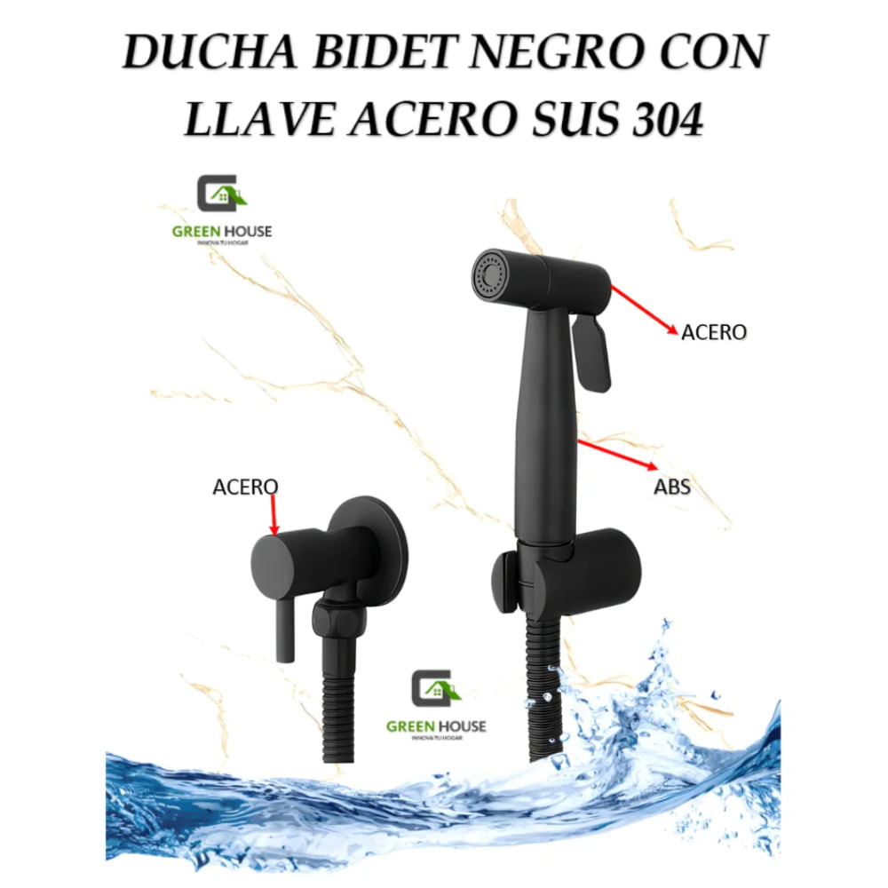DUCHA BIDET COLOR NEGRO CON LLAVE ACERO SUS 304