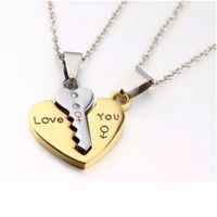 Set de Collares Key of Love Enamorados Novios Novios Genieka Dorado