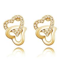 Aretes Two Hearts Navidad Regalo Genieka Dorado
