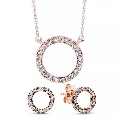 Pack de Joyas Circular Collar y Aretes - Genieka. Dorado
