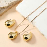 Set Lujo Collar Aretes Gota Dorado Feng Shui Minimalista Moda Genieka Dorado