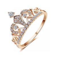 Anillo de Compromiso Corona Bañado en Oro 18K Regalo Navidad - Genieka Dorado