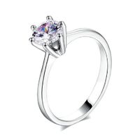 Anillo Matrimonio Alianzas Solitario Mujer Bañado Oro Blanco Genieka Plateado