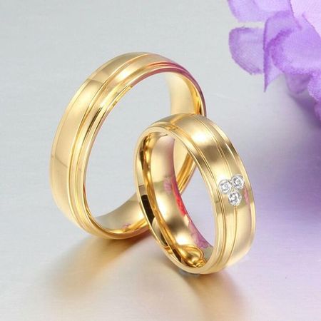 Anillo de Matrimonio Alianzas Deluxe Mujer Bañado Oro 18K Genieka Dorado