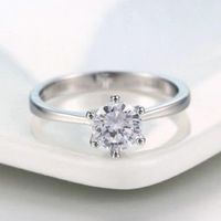Aro Compromiso Solitario White Bañado Oro Blanco18K Navidad Genieka Plateado