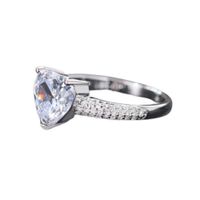 Anillo Compromiso Diamond Heart Bañado Oro Blanco18K Aniversario Novia Plateado