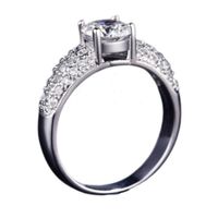 Anillo de Compromiso Shiny Deluxe Bañado Oro Blanco18K Novia Genieka Plateado