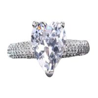 Anillo Compromiso Diamond Heart Bañado Oro Blanco18K Aro Genieka Dorado