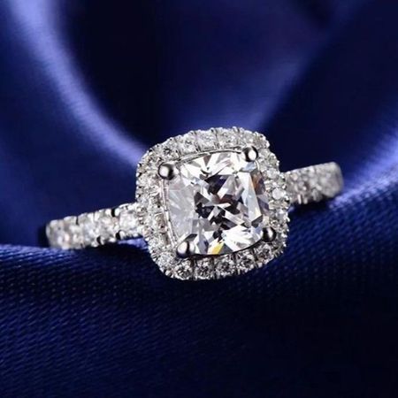 Anillo de Compromiso Diamonds Bañado en Oro Blanco18K Novia Genieka Plateado