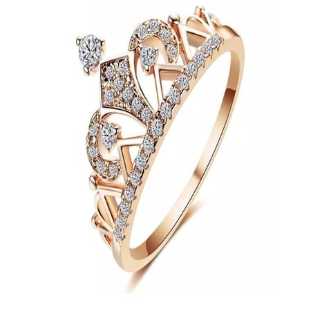 Anillo de Compromiso Corona Bañado en Oro 18K Dorado