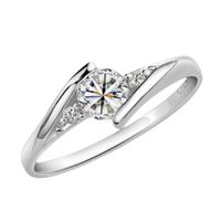 Anillo de Compromiso Infinito Bañado en Oro Blanco 18K Novia - Genieka Plateado